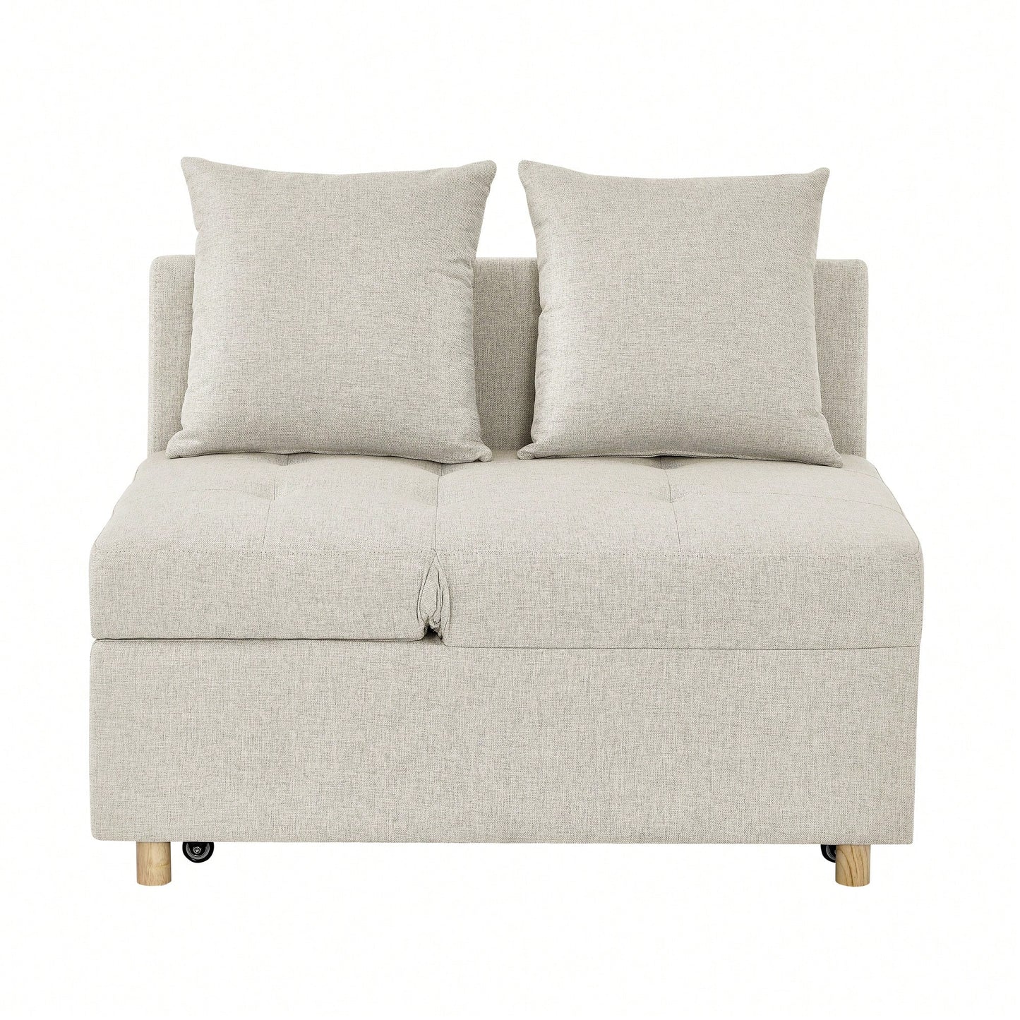 Convertible Sleeper Sofa Chair With Adjustable Backrest And Pullout Bed For Small Spaces Grey Linen Fabric