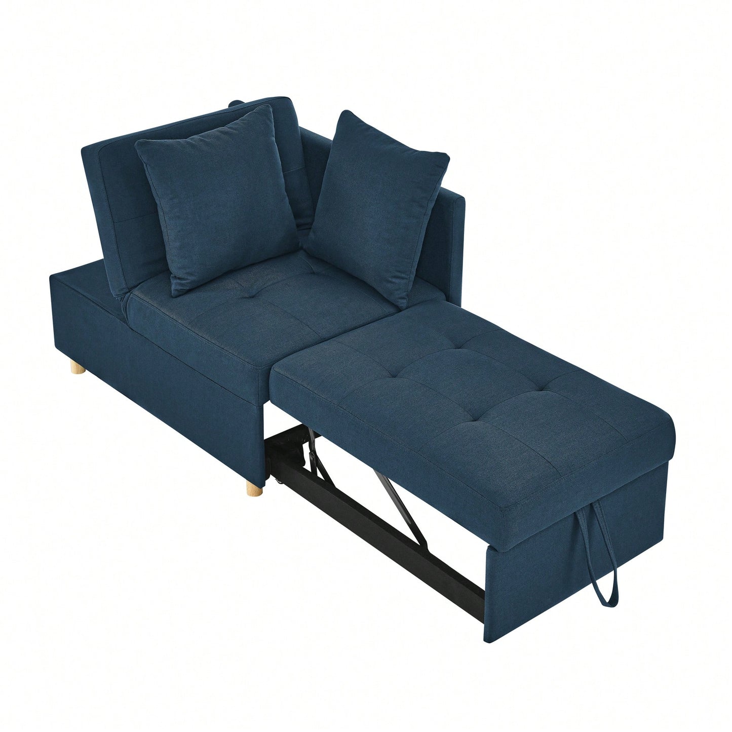 Convertible Sleeper Sofa Chair With Adjustable Backrest And Pullout Bed For Small Spaces Grey Linen Fabric