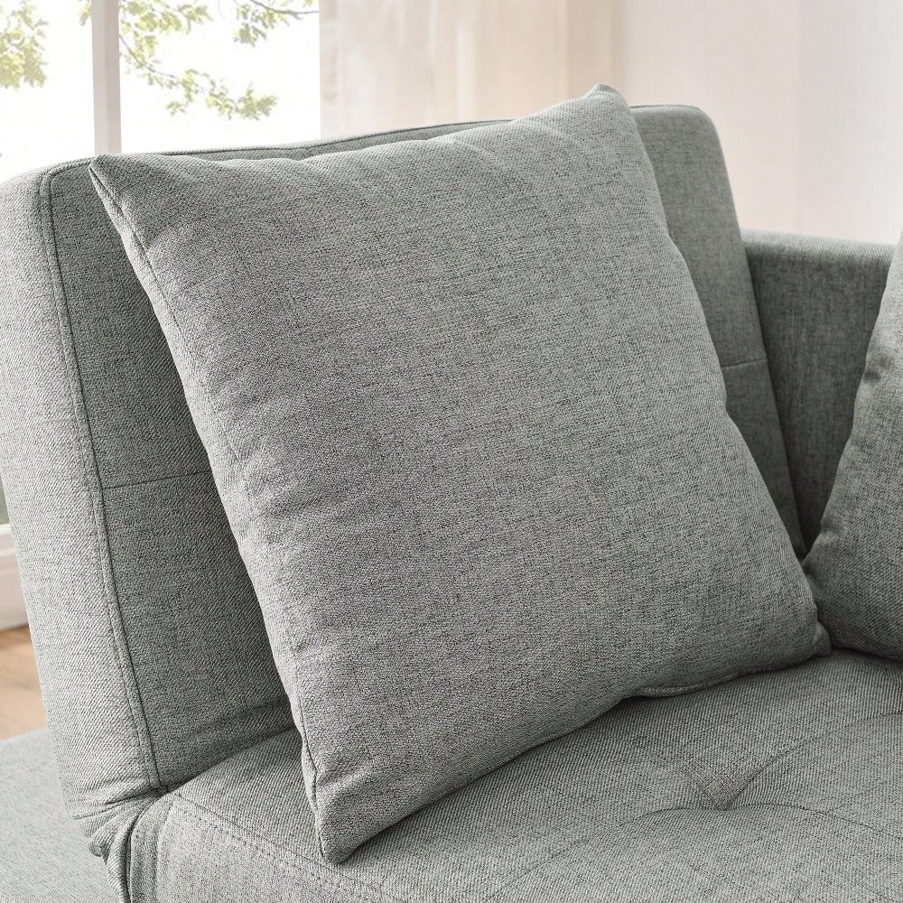 Convertible Sleeper Sofa Chair With Adjustable Backrest And Pullout Bed For Small Spaces Grey Linen Fabric