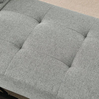 Convertible Sleeper Sofa Chair With Adjustable Backrest And Pullout Bed For Small Spaces Grey Linen Fabric