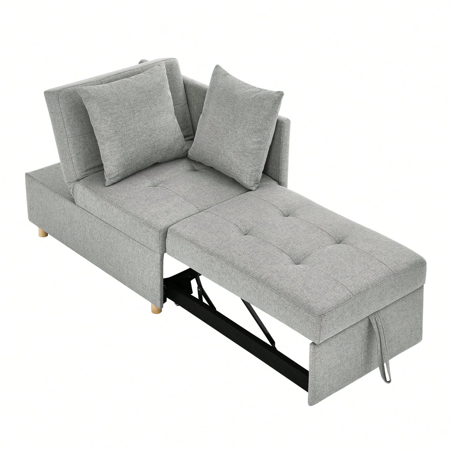 Convertible Sleeper Sofa Chair With Adjustable Backrest And Pullout Bed For Small Spaces Grey Linen Fabric