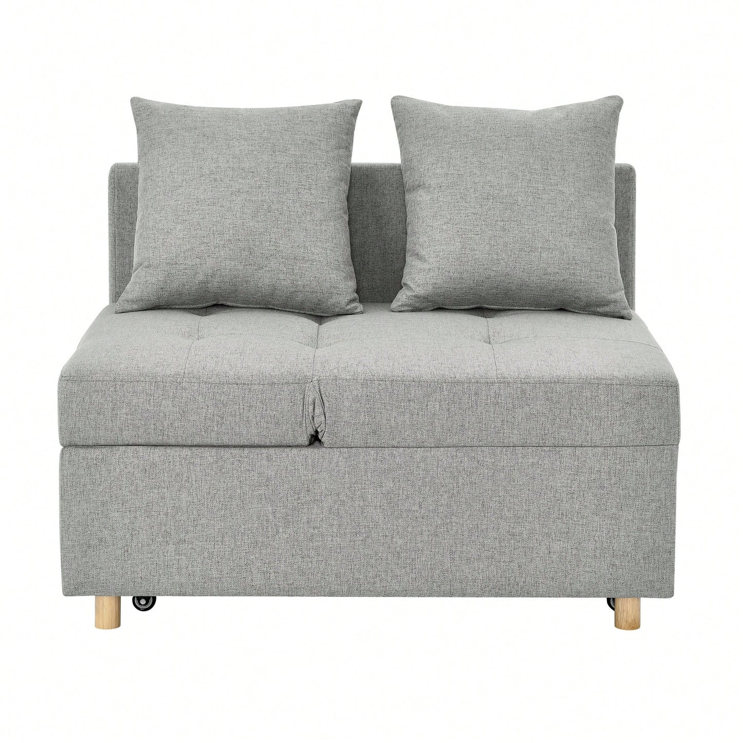 Convertible Sleeper Sofa Chair With Adjustable Backrest And Pullout Bed For Small Spaces Grey Linen Fabric