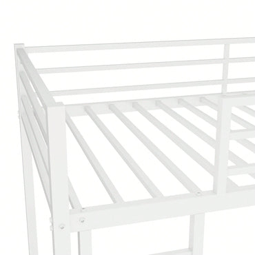 Heavy-Duty Twin Over Twin Metal Bunk Bed With Safety Guardrails And Noise Reduction, No Box Spring Required, Black Finish