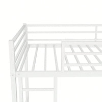 Heavy-Duty Twin Over Twin Metal Bunk Bed With Safety Guardrails And Noise Reduction, No Box Spring Required, Black Finish