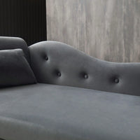 60 Inch Velvet Multifunctional Storage Chaise Lounge With Button Tufting Nailhead Trim And Solid Wood Legs In Grey With Pillow