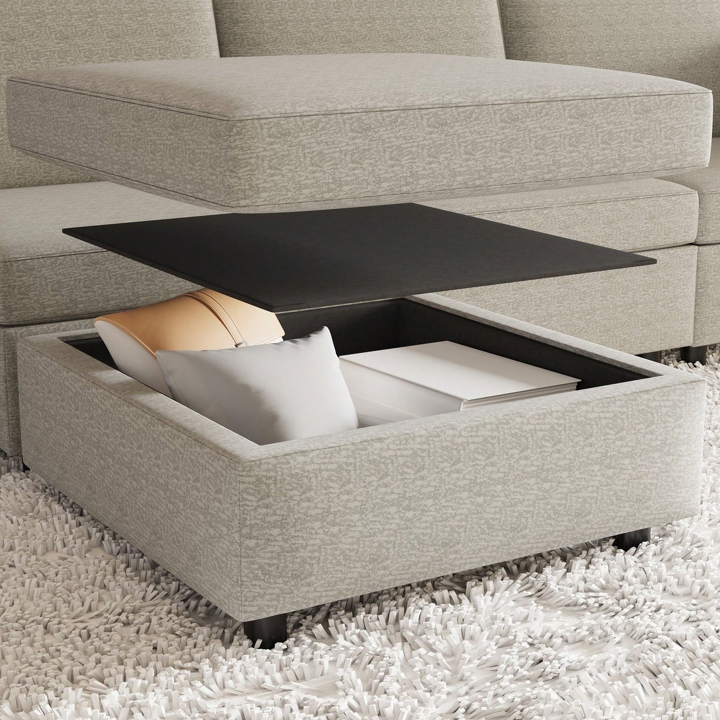 Armless Modular Sectional Sofa With Storage And Sleeper Functionality For Versatile Living Room Arrangements