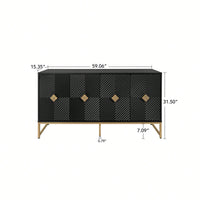 Modern 4 Door Sideboard Buffet Cabinet With Adjustable Shelf For Living Room Dining Room And Kitchen Storage