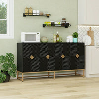 Modern 4 Door Sideboard Buffet Cabinet With Adjustable Shelf For Living Room Dining Room And Kitchen Storage