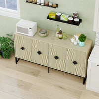 Modern 4 Door Sideboard Buffet Cabinet With Adjustable Shelf For Living Room Dining Room And Kitchen Storage