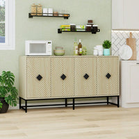 Modern 4 Door Sideboard Buffet Cabinet With Adjustable Shelf For Living Room Dining Room And Kitchen Storage