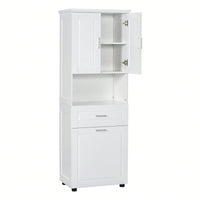 Tall Bathroom Cabinet With Tilt-Out Laundry Hamper And Ample Storage Space In White