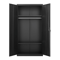 70 Inch Black Metal Wardrobe Cabinet With Doors And Hanging Rod For Bedroom Office School And Gym Storage