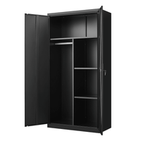 Metal Wardrobe Cabinet With Hanging Rod And Lock Adjustable Shelves And Doors For Home Storage Living Laundry Room