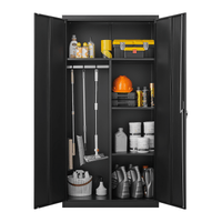 Metal Wardrobe Cabinet With Hanging Rod And Lock Adjustable Shelves And Doors For Home Storage Living Laundry Room