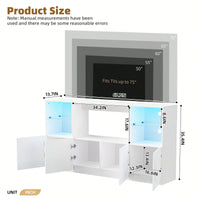 Modern High Gloss TV Stand With LED Lights And Tempered Glass Shelves For TVs Up To 75 Inches, Black Finish, 67Wx13.7D