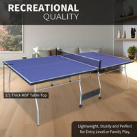 Portable 8ft Foldable Table Tennis Table Set For Indoor Outdoor Play With Net 2 Paddles And 3 Balls