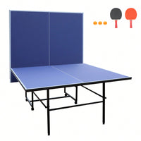 Foldable 9ft Portable Table Tennis Table Set With Net, 2 Paddles And 3 Balls For Indoor Play