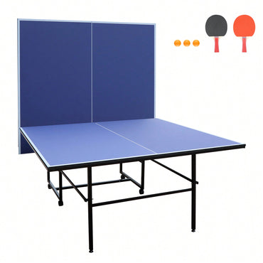 Foldable 9ft Portable Table Tennis Table Set With Net, 2 Paddles And 3 Balls For Indoor Play