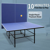 Foldable 9ft Portable Table Tennis Table Set With Net, 2 Paddles And 3 Balls For Indoor Play