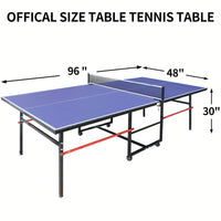 Portable 8ft Foldable Table Tennis Table Set For Indoor Outdoor Play With Net 2 Paddles And 3 Balls