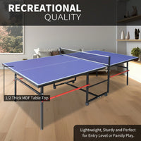 Portable 8ft Foldable Table Tennis Table Set For Indoor Outdoor Play With Net 2 Paddles And 3 Balls
