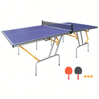 Portable 8ft Foldable Table Tennis Table Set For Indoor Outdoor Play With Net 2 Paddles And 3 Balls