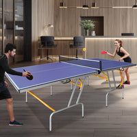 Portable 8ft Foldable Table Tennis Table Set For Indoor Outdoor Play With Net 2 Paddles And 3 Balls