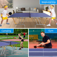 Portable 8ft Foldable Table Tennis Table Set For Indoor Outdoor Play With Net 2 Paddles And 3 Balls