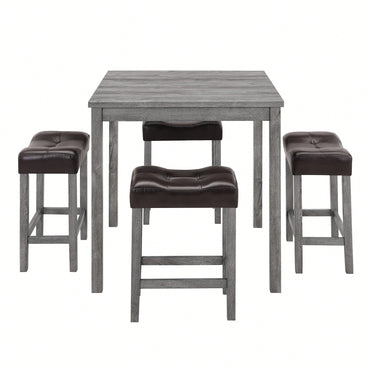 Industrial 5 Piece Dining Table And Chairs Set For Living Room, Dining Room And Game Room