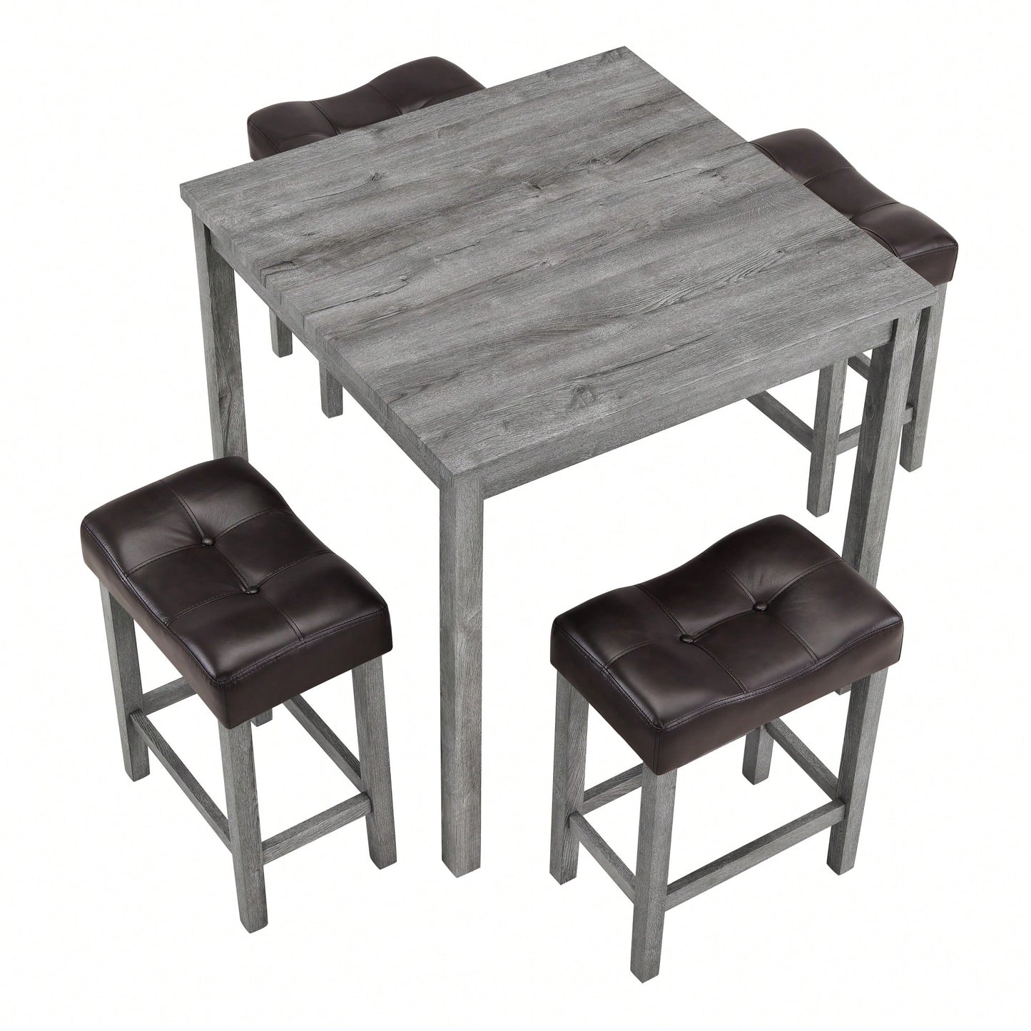 Industrial 5 Piece Dining Table And Chairs Set For Living Room, Dining Room And Game Room