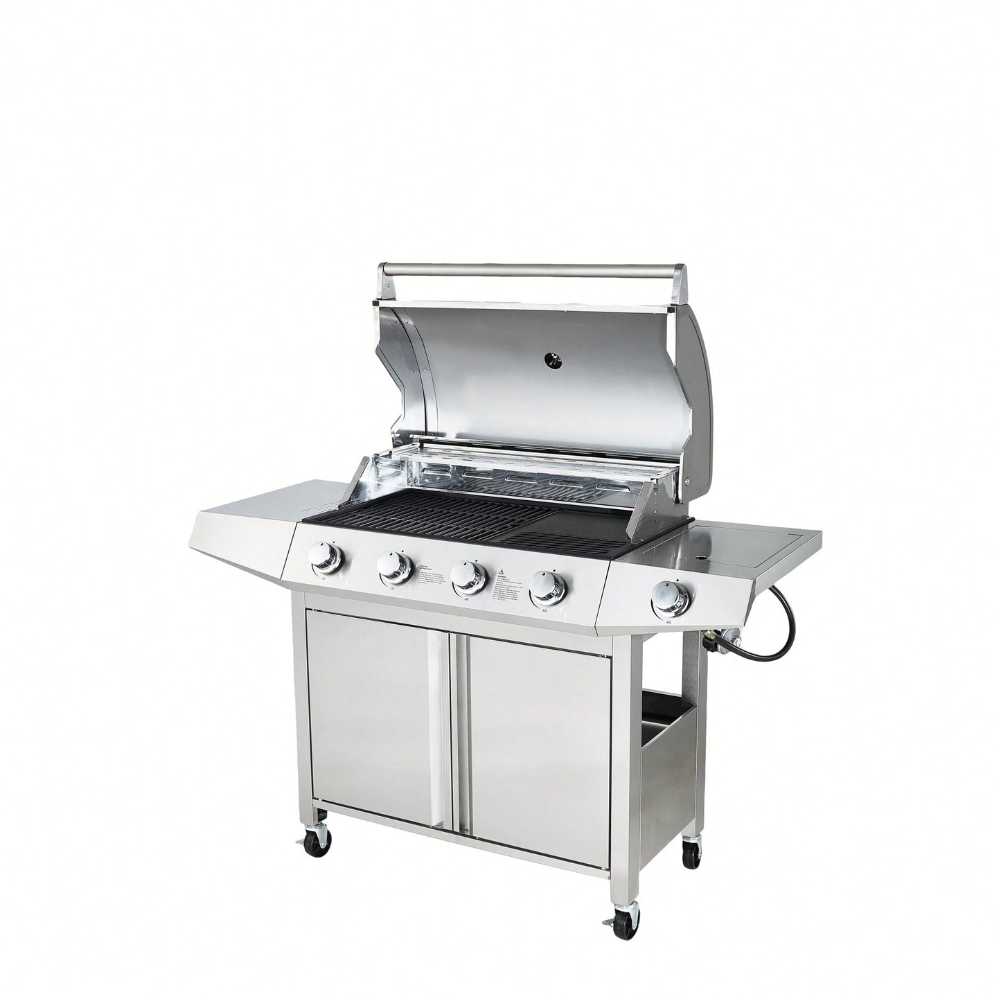 Stainless Steel 4 Burner Propane Gas Grill For Outdoor Cooking And BBQ Parties