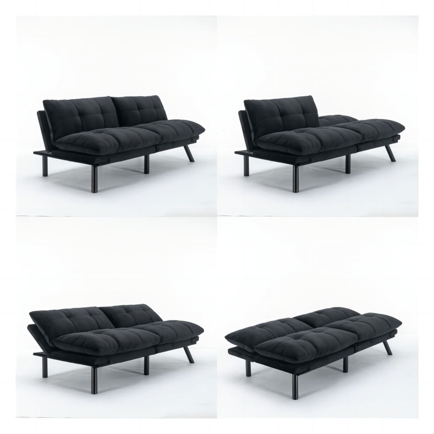 Stylish Black Convertible Folding Sofa Bed For Modern Living Spaces