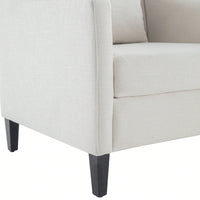 Elegant Mid-Century Accent Armchair With Lumbar Pillow For Living Room And Bedroom Reading, Upholstered Beige Sofa Chair