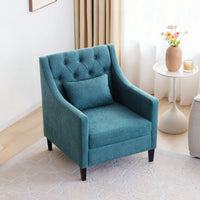 Elegant Mid-Century Accent Armchair With Lumbar Pillow For Living Room And Bedroom Reading, Upholstered Beige Sofa Chair