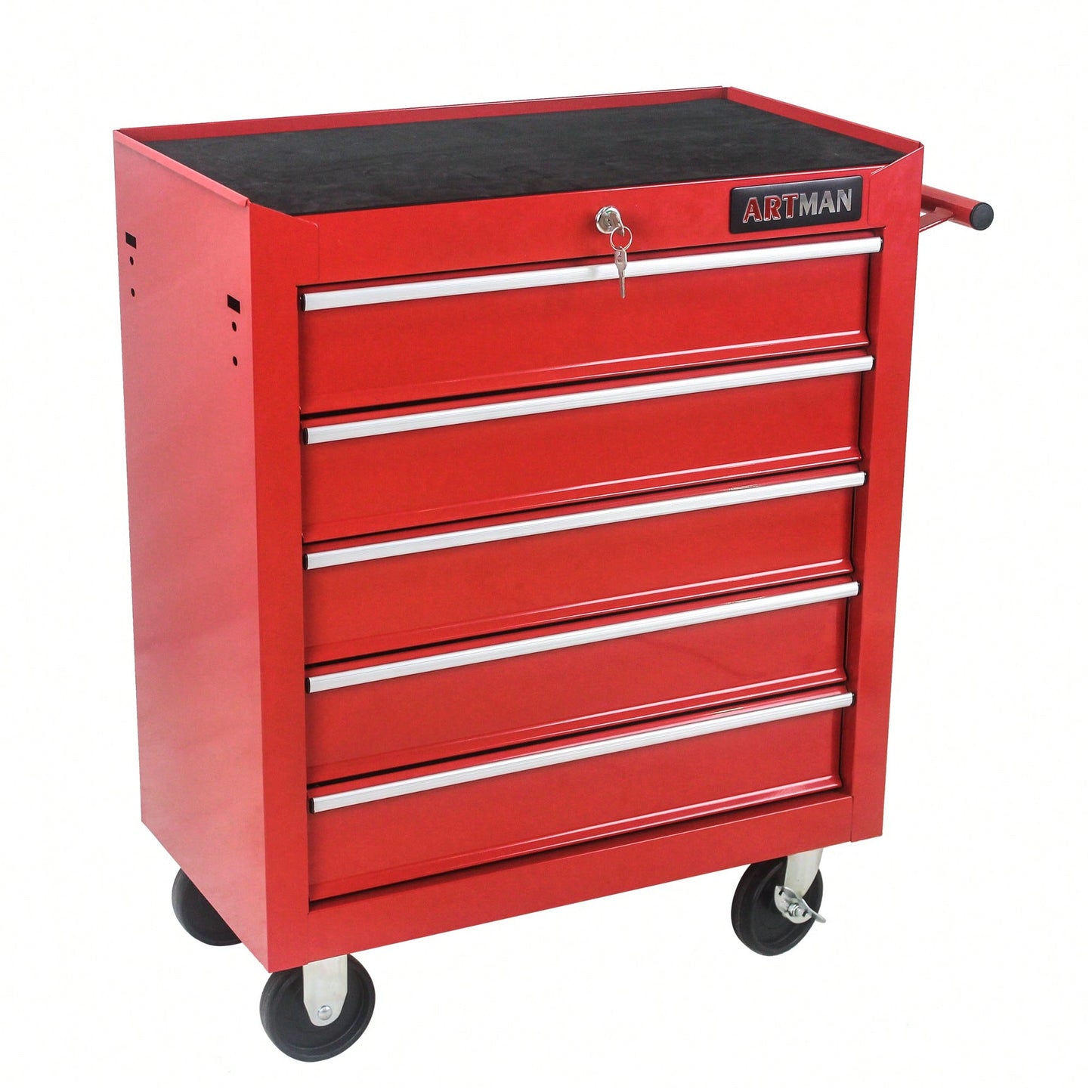 5 Drawer Rolling Tool Chest With Locking System For Garage Storage Red