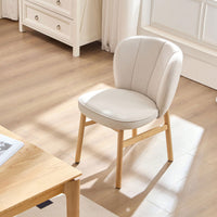 Modern Upholstered Shell Dining Chair With Wooden Frame For Kitchen And Living Room Use