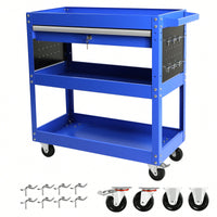 Heavy Duty Rolling Tool Cart With Locking Drawer And Wheels For Industrial Storage And Organization