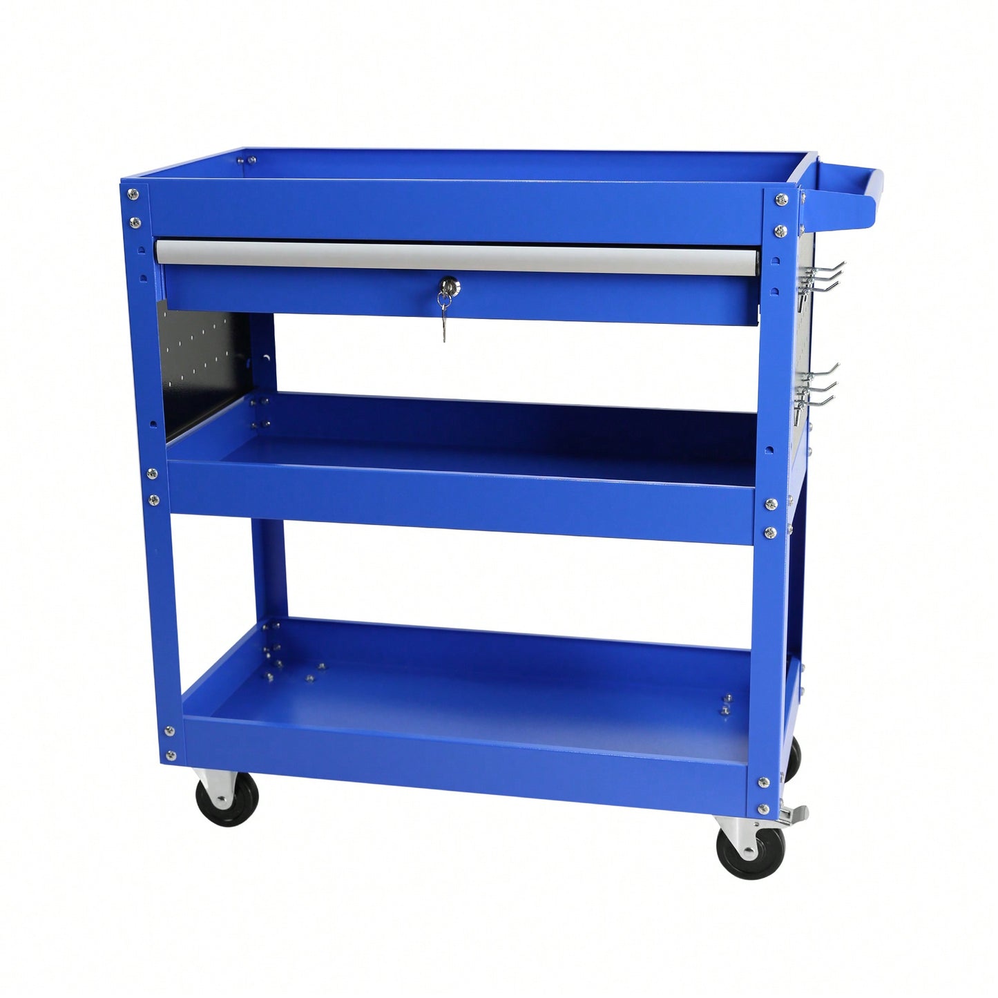 Heavy Duty Rolling Tool Cart With Locking Drawer And Wheels For Industrial Storage And Organization