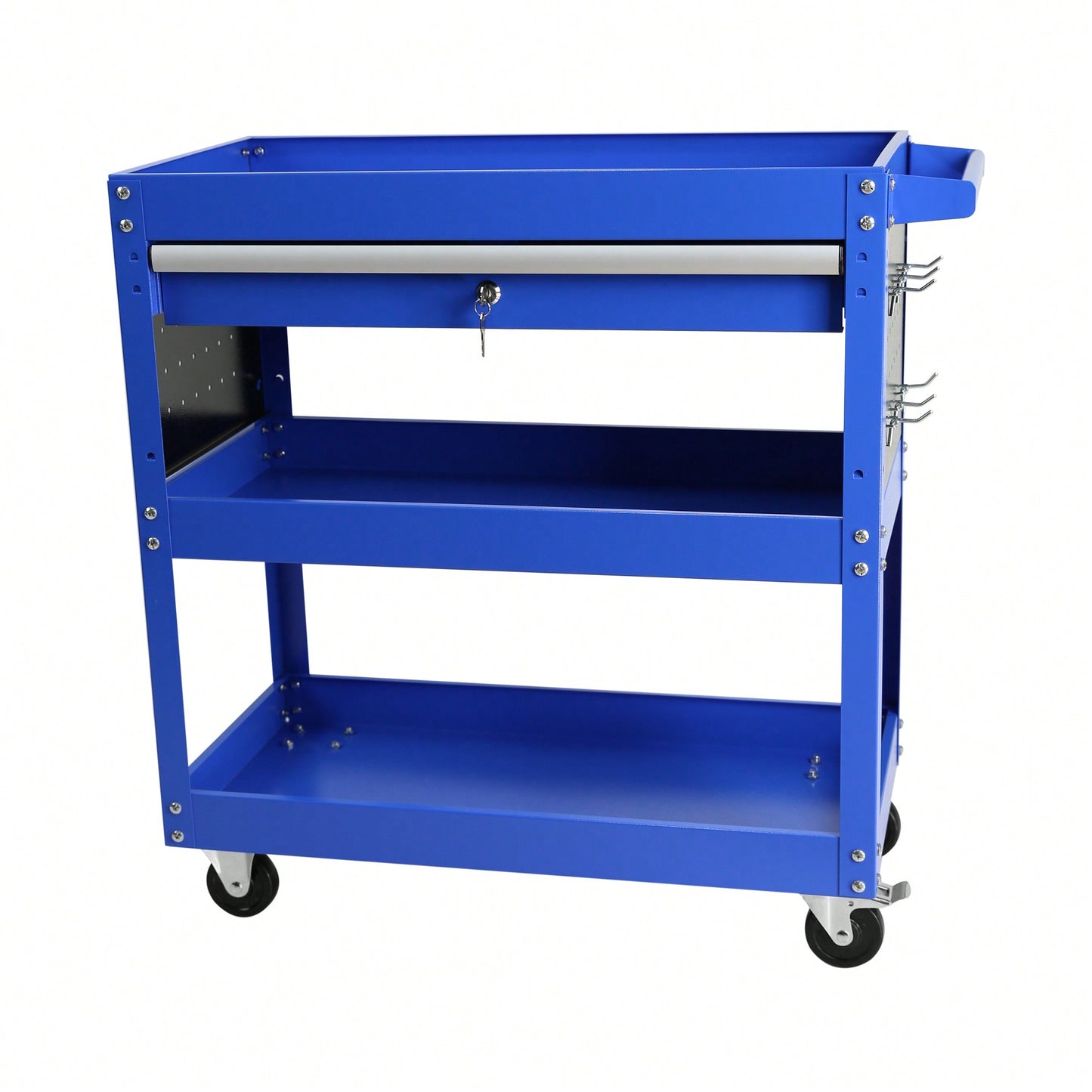 Heavy Duty Rolling Tool Cart With Locking Drawer And Wheels For Industrial Storage And Organization