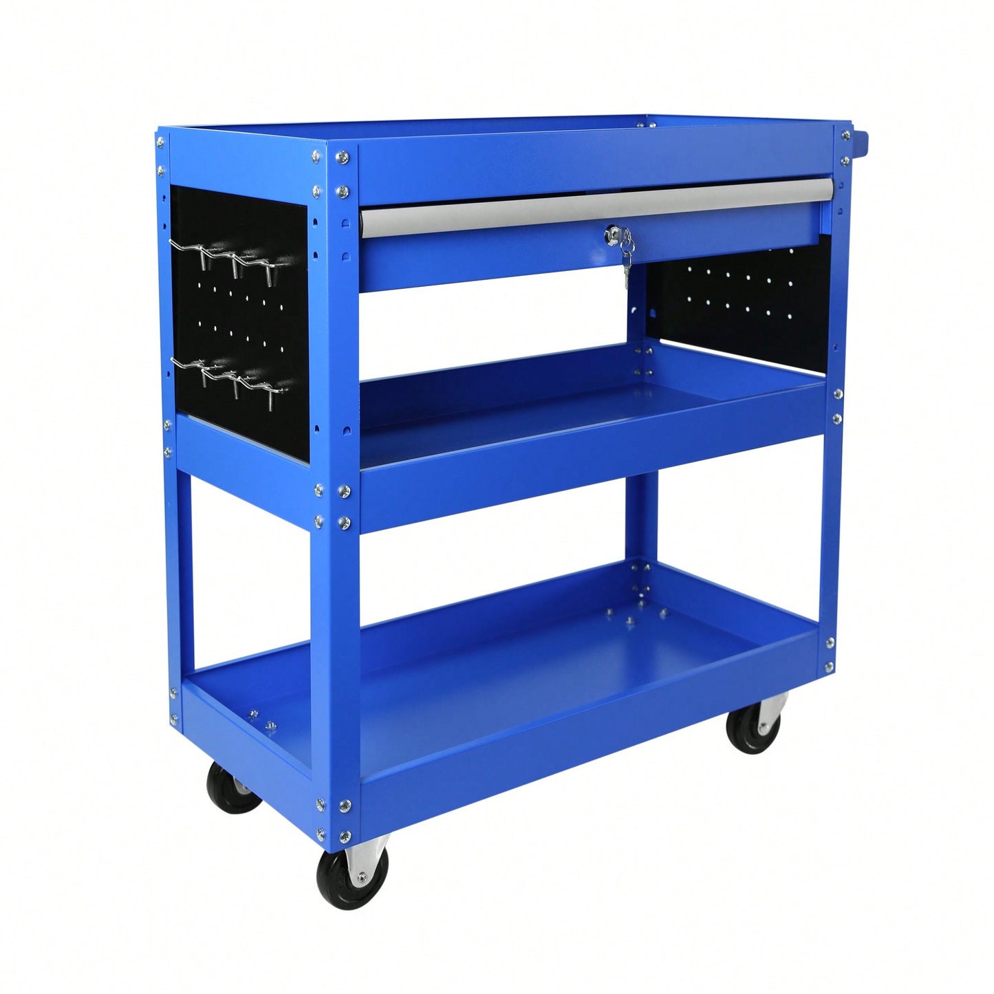 Heavy Duty Rolling Tool Cart With Locking Drawer And Wheels For Industrial Storage And Organization