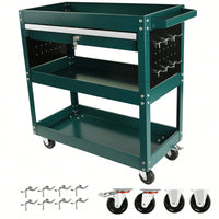 Heavy Duty Rolling Tool Cart With Locking Drawer And Wheels For Industrial Storage And Organization