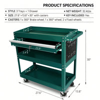 Heavy Duty Rolling Tool Cart With Locking Drawer And Wheels For Industrial Storage And Organization