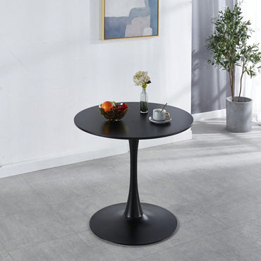 Mid-Century Modern Round Dining Table For 2-4 People, Stylish MDF Top Pedestal Table, Versatile End And Coffee Table