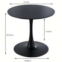 Mid-Century Modern Round Dining Table For 2-4 People, Stylish MDF Top Pedestal Table, Versatile End And Coffee Table