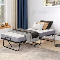 Portable Folding Rollaway Bed With 5 Inch Memory Foam Mattress For Adults Space-Saving Metal Frame Guest Bed