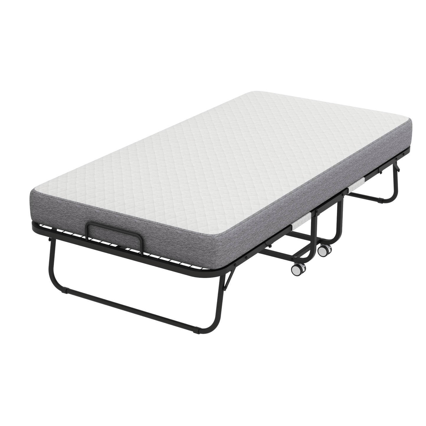 Portable Folding Rollaway Bed With 5 Inch Memory Foam Mattress For Adults Space-Saving Metal Frame Guest Bed