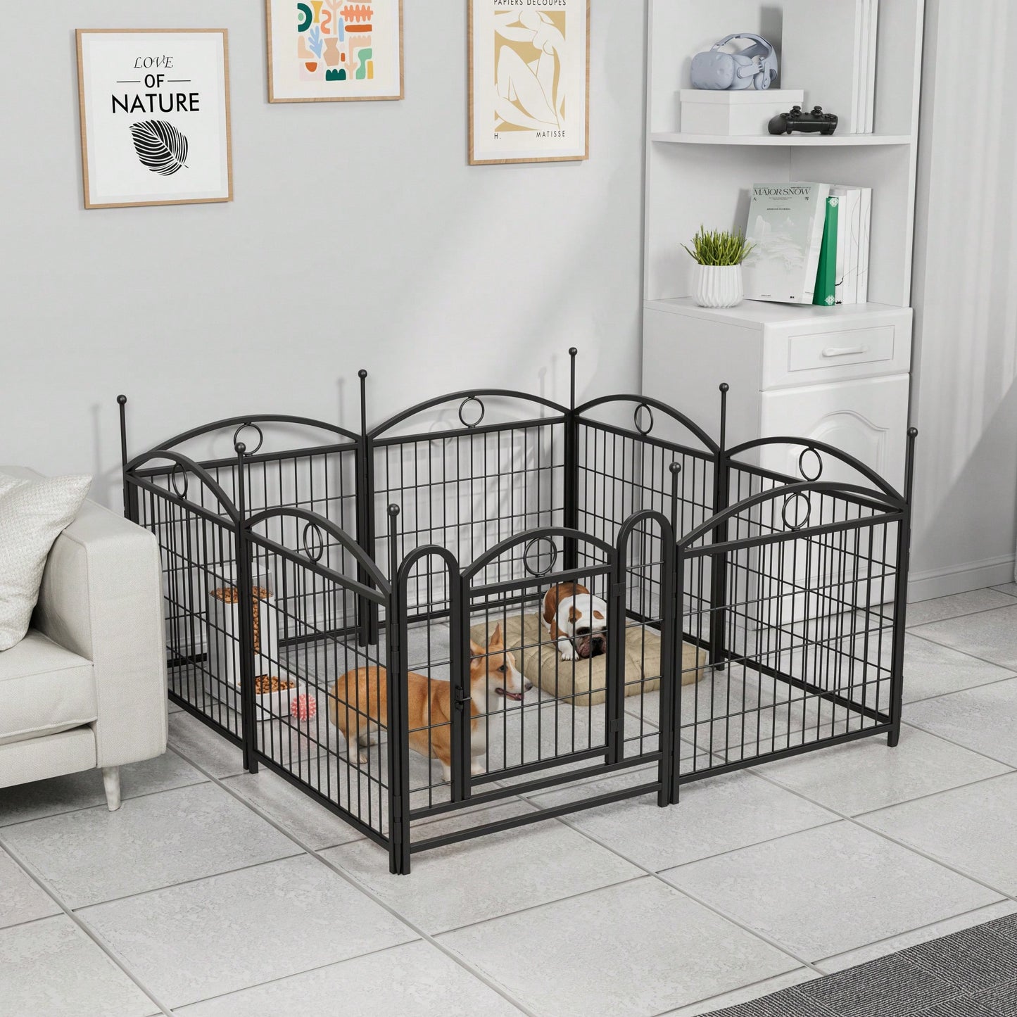 8 Panel 24 Inch Heavy Duty Metal Dog Playpen For Indoor Outdoor Use With Doors - Foldable Pet Exercise Fence For Large Medium Small Dogs