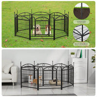 8 Panel 24 Inch Heavy Duty Metal Dog Playpen For Indoor Outdoor Use With Doors - Foldable Pet Exercise Fence For Large Medium Small Dogs