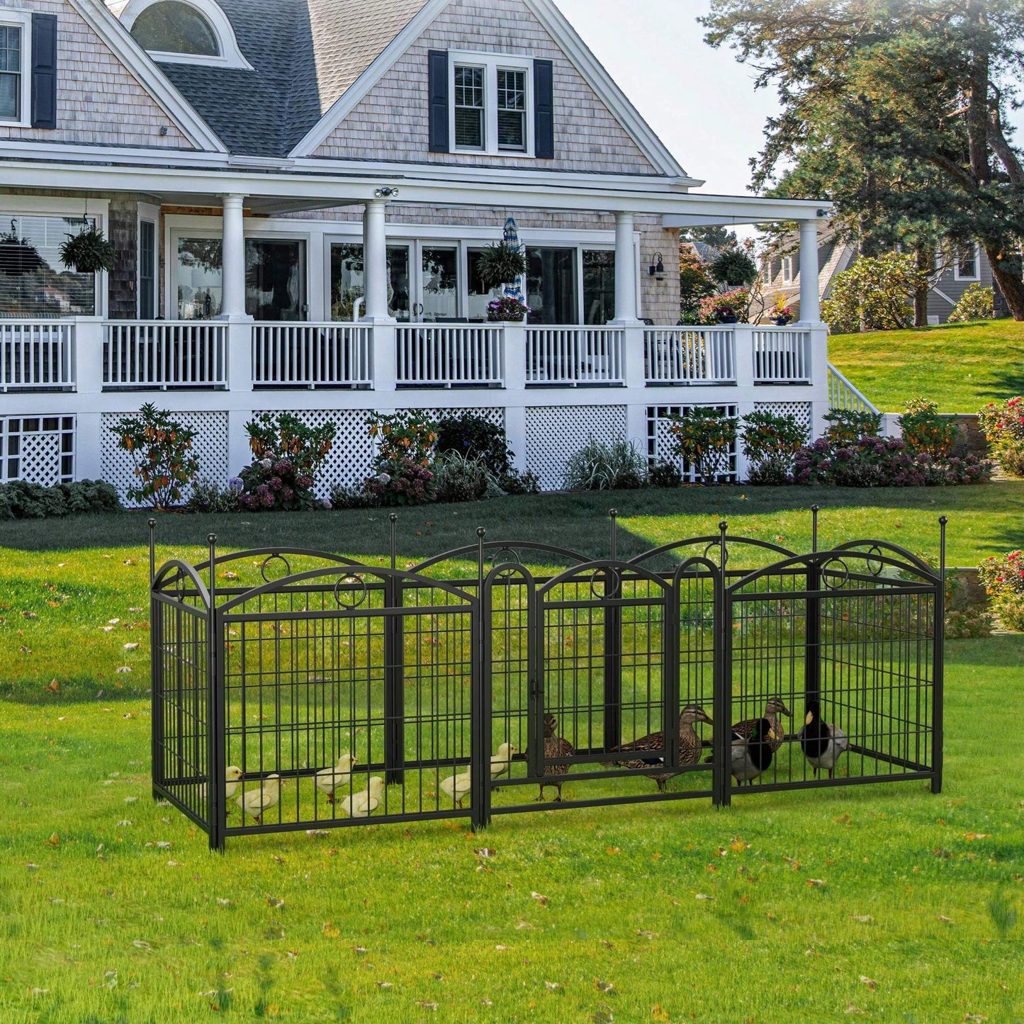 8 Panel 24 Inch Heavy Duty Metal Dog Playpen For Indoor Outdoor Use With Doors - Foldable Pet Exercise Fence For Large Medium Small Dogs