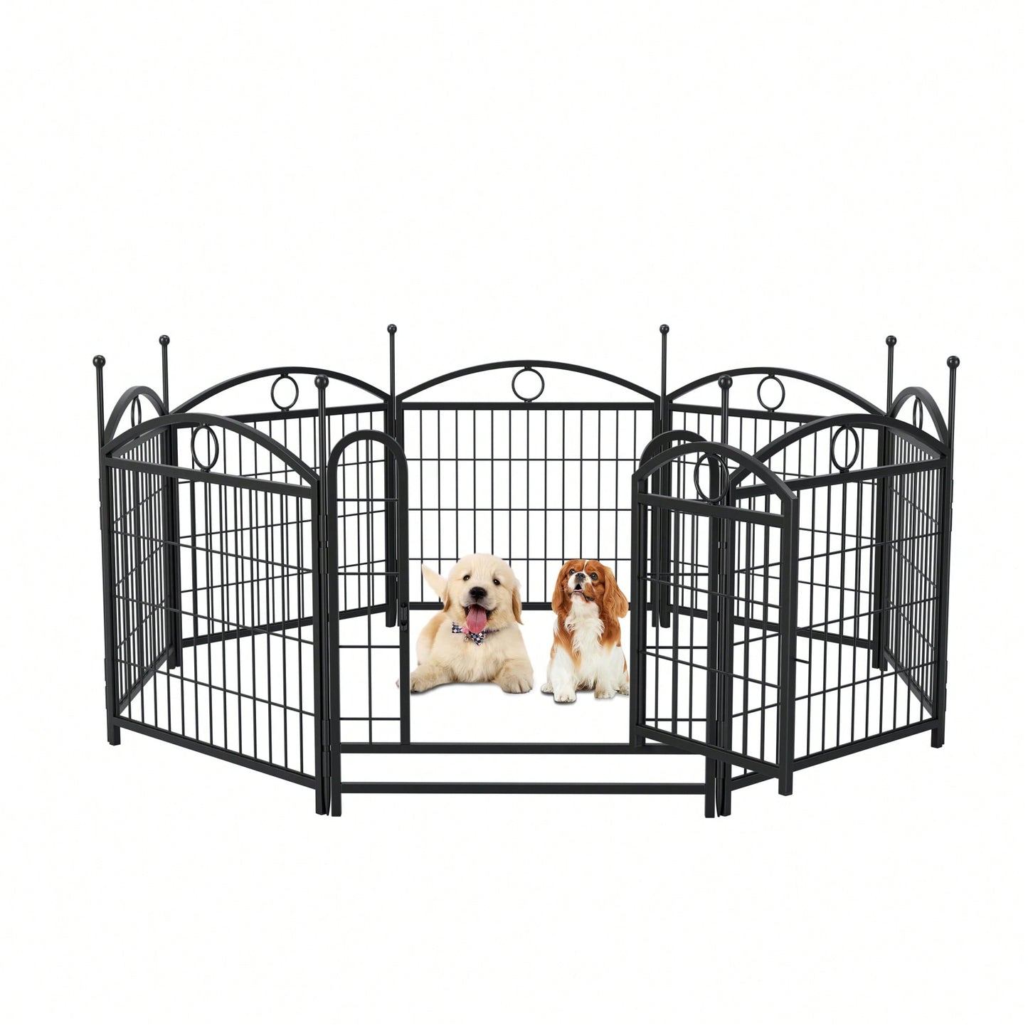 8 Panel 24 Inch Heavy Duty Metal Dog Playpen For Indoor Outdoor Use With Doors - Foldable Pet Exercise Fence For Large Medium Small Dogs